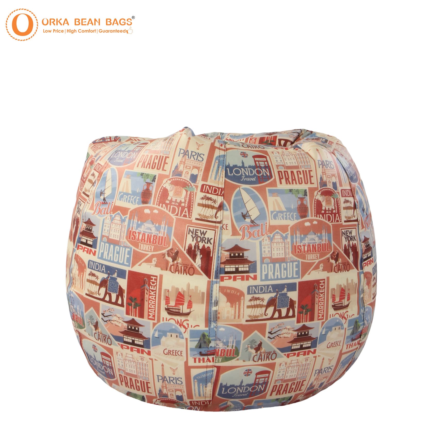 Orka Digital Printed Countries Theme XXXL Bean Bag Filled With Beans view 5